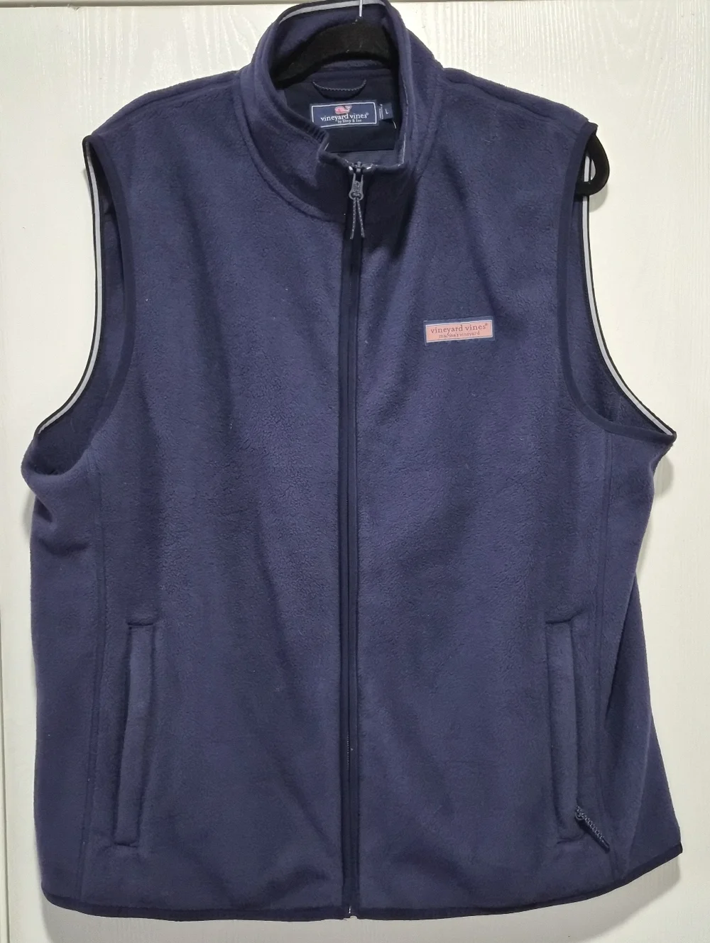 Vineyard Vines Men Harbor Fleece Navy Blue Full Zip Vest Size Large